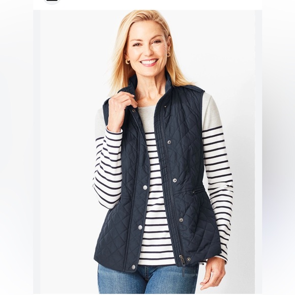 Talbots Jackets & Blazers - Talbots Women's Dark blue Quilted riding Vest pockets petite small